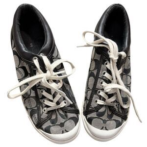 Coach Francesca Black & Gray Monogrammed Sneakers